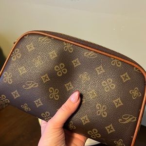 Brown makeup bag